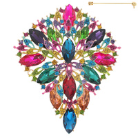 TEARDROP GEMSTONE BROOCH PINWITH CRYSTAL RHINESTONES