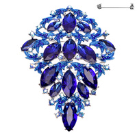 LARGE METAL STONE CLUSTER BROOCH