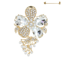 GEMSTONE BLOSSOM FLOWER BROOCH PIN