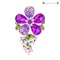 GEMSTONE BLOSSOM FLOWER BROOCH PIN