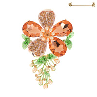 GEMSTONE BLOSSOM FLOWER BROOCH PIN