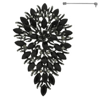 PEAR SHAPED JEWELED LEAF BROOCH PIN
