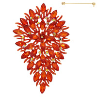 PEAR SHAPED JEWELED LEAF BROOCH PIN