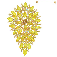 PEAR SHAPED JEWELED LEAF BROOCH PIN