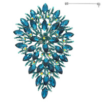 PEAR SHAPED JEWELED LEAF BROOCH PIN