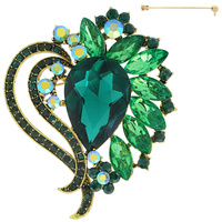 JEWELED CRYSTAL CLUSTER HEART SHAPED BROOCH PIN