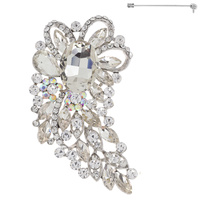 JEWELED CRYSTAL HALF FLOWER CURVED BROOCH PIN