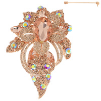 LARGE CENTER TEARDROP WITH FLOWER STONE CLUSTER BROOCH PIN
