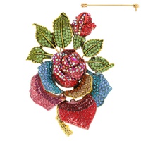 ROSE BROOCH W/GEMS