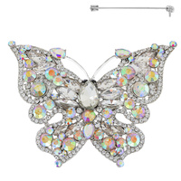 CRYSTAL RHINESTONE JEWELED BUTTERFLY BROOCH PIN