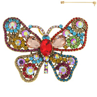 JEWELED CRYSTAL RHINESTONE PAVE FILIGREE BUTTERFLY BROOCH PIN