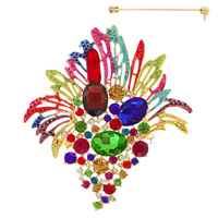 CRYSTAL RHINESTONE CLUSTER BOUQUET BROOCH PIN