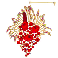 CRYSTAL RHINESTONE CLUSTER BOUQUET BROOCH PIN