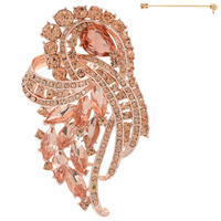 JEWELED GUARDIAN ANGLE RIBBON CRYSTAL CLUSTER WING BROOCH PIN