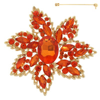 RETRO MULTI-CUT CRYSTAL RHINESTONE FLOWER BROOCH PIN