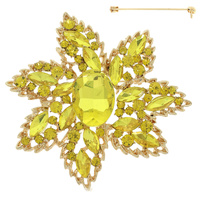 RETRO MULTI-CUT CRYSTAL RHINESTONE FLOWER BROOCH PIN