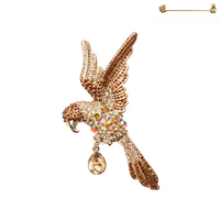 Stone Encrusted Eagle With Dangly Teardrop Gem Brooch Pin Py5853Gbr