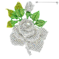 LARGE MULTI ROSE METAL STONE BROOCH