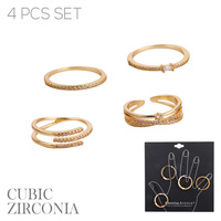 G CZ DAINTY RING 4PC MULTIPACK