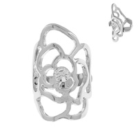 FLOWER OUTLINE CRYSTAL SOLITAIRE STRETCH COCKTAIL KNUCKLE RING