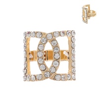 DOUBLE D CRYSTAL RHINESTONE PAVE STRETCH RING IN GOLD TONE METAL