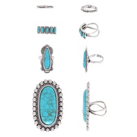 WESTERN TURQUOISE ASSORTED CUFF RING SET