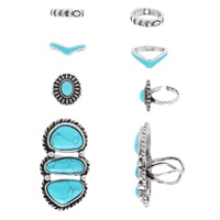 WESTERN TURQUOISE ASSORTED CUFF RING SET