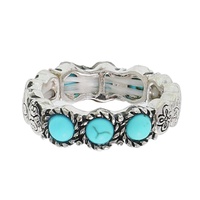 VINTAGE WESTERN  3-STONE TURQUOISE  STRETCH RING