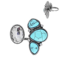 WESTERN JEWELED TURQUOISE CUFF RING