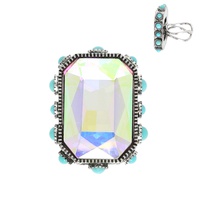 WESTERN OCTAGON CUT CRYSTAL STRETCH RING