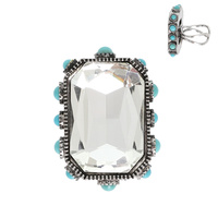 RECTANGLE CRYSTAL GEMSTONE STRETCH RING