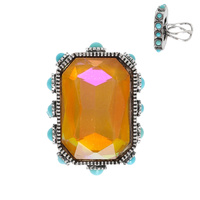 RECTANGLE CRYSTAL GEMSTONE STRETCH RING