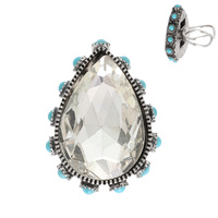TEARDROP CRYSTAL GEMSTONE STRETCH RING