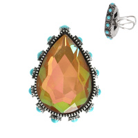 TEARDROP CRYSTAL GEMSTONE STRETCH RING