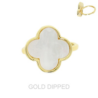 GOLD DIPPED QUATREFOIL GEMSTONE ADJUSTABLE RING