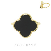 GOLD DIPPED QUATREFOIL GEMSTONE ADJUSTABLE RING