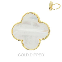 GOLD DIPPED QUATREFOIL GEMSTONE ADJUSTABLE RING