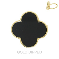 GOLD DIPPED QUATREFOIL GEMSTONE ADJUSTABLE RING