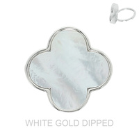 GOLD DIPPED QUATREFOIL GEMSTONE ADJUSTABLE RING