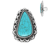 WESTERN TEARDROP TURQUOISE CUFF RING