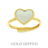 GOLD PLATED PEARLESCENT HEART CUFF RING