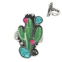 WESTERN FLORAL CACTUS STRETCH RING