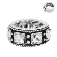 WESTERN SQUARE JEWELED STRETCH RING