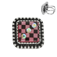 WESTERN CHECKERBOARD RHINESTONE RING