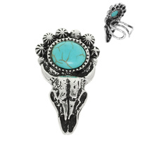 WESTERN LONGHORN CUFF SKULL RING