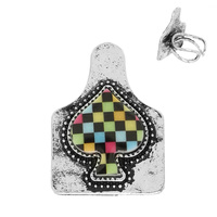 WESTERN RAINBOW CHECKERED SPADE CUFF RING