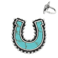 WESTERN TURQUOISE HORSESHOE RING