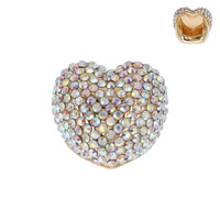 LRG RHINESTONE HEART STRETCH RING