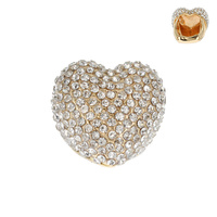 LRG RHINESTONE HEART STRETCH RING