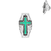 WESTERN CROSS TURQUOISE CUFF RING